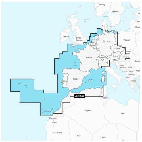 Navionics + EU 646 térképkártya - Közép-, Nyugat- és Dél-Európa